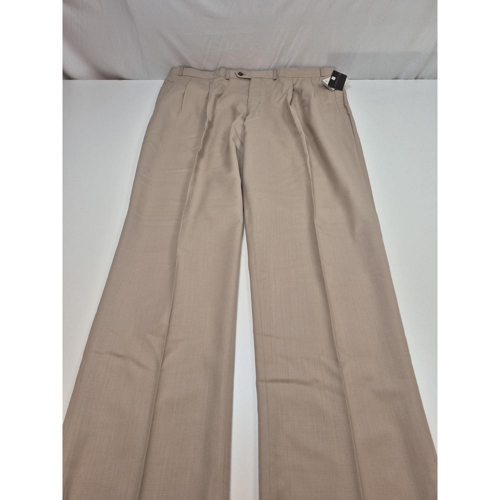 Carlo Mandrone Dress Pants Mens 46x36 Beige Wool Pleated Classic Fit Canada NWT